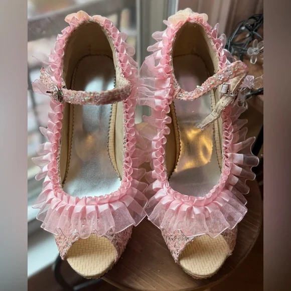 Custom OOAK Hand-Adorned Women’s Statement Heels Platform Pumps Size 42 (US 10) - Picture 3 of 15